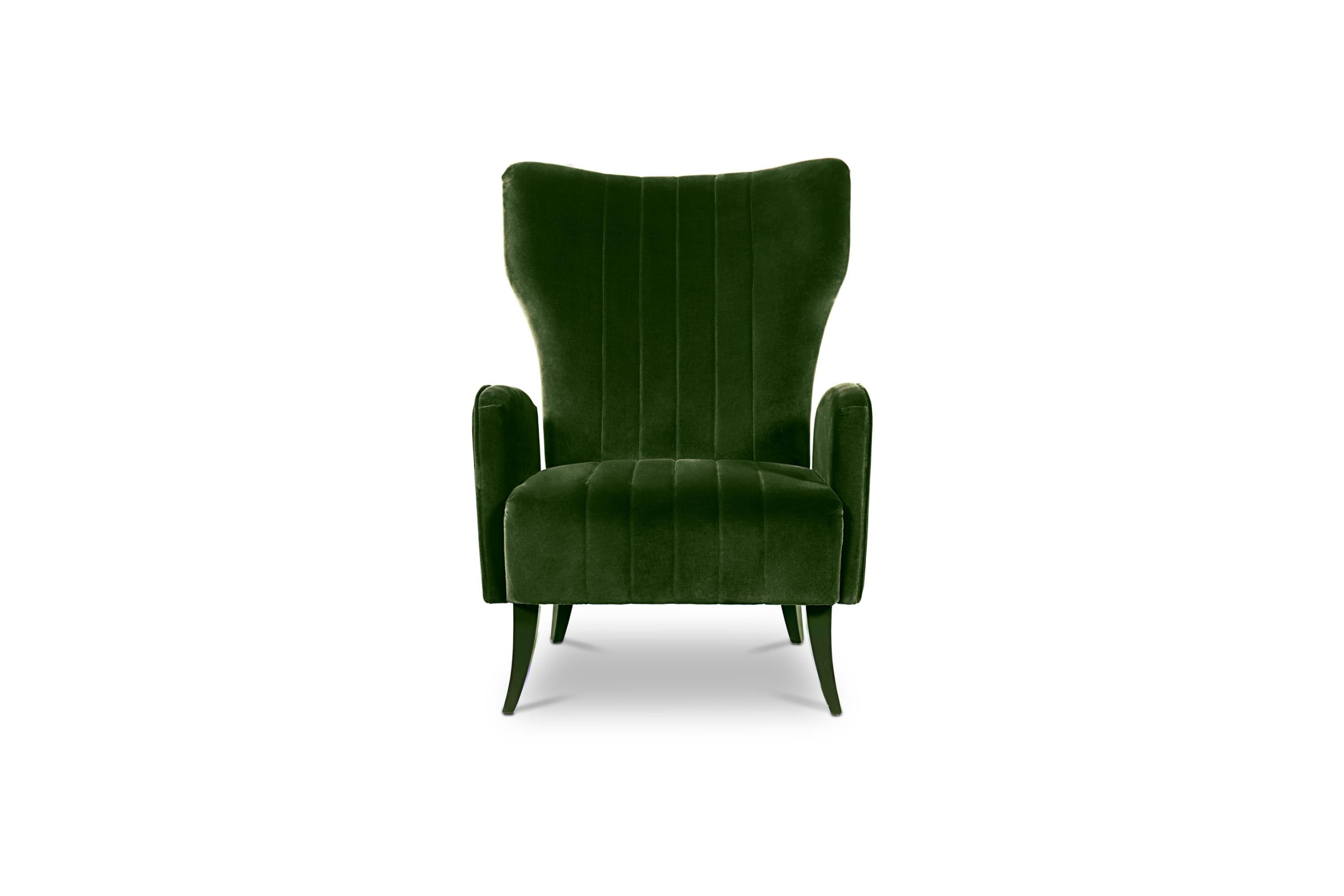 The Davis sea, located along the coast of East Antarctica, inspired our designers to create Davis wingback armchair. This fully upholstered high-back chair will add character and elegance to any modern interior design thanks to its timeless
