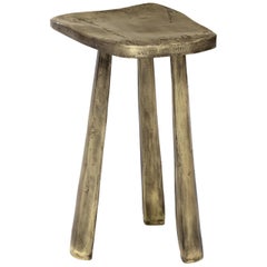 Dolmen Three-Leg Stool in Polished Casted Brass