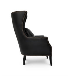 Dukono Armchair in Faux Leather With Aged Gold Nails