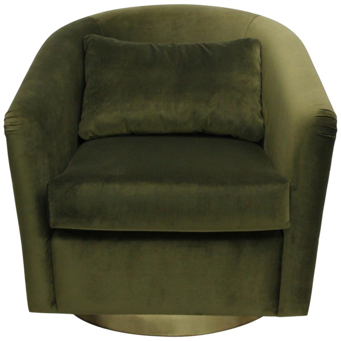 Earth Armchair in Cotton Velvet with Gold Details For Sale