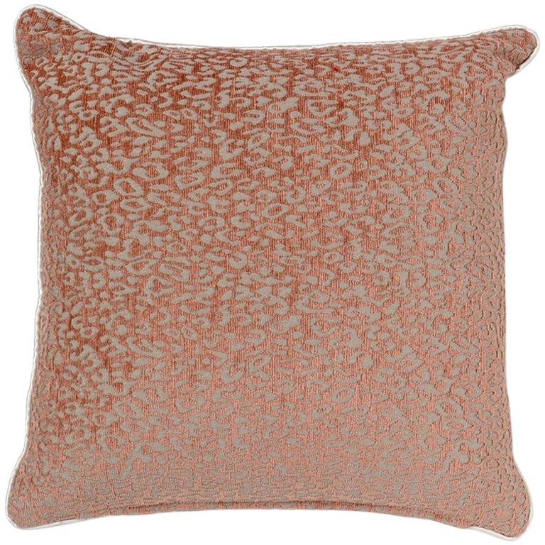 Brabbu Eclectic Pardus Pillow in Orange Animal Print Twill For Sale