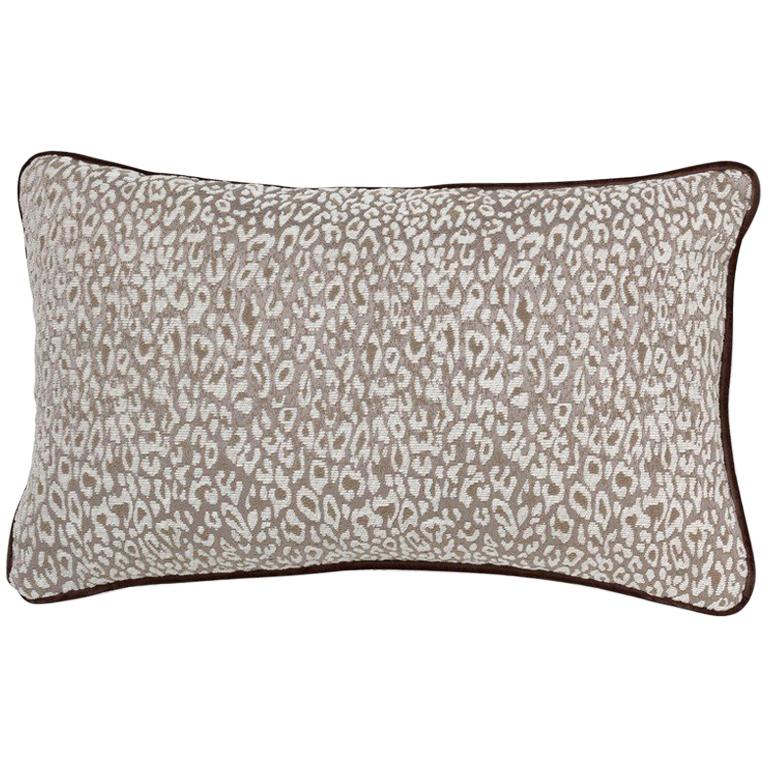 Brabbu Eclectic Pardus Pillow in White Animal Print Twill For Sale