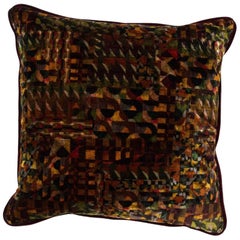 Brabbu Gerard Earth Pillow in Brown and Green Multicolored Velvet