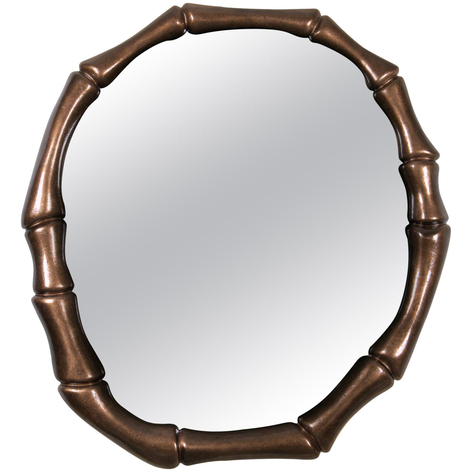 Haiku Mirror with Copper Leaf & Translucent Varnish Finish For Sale