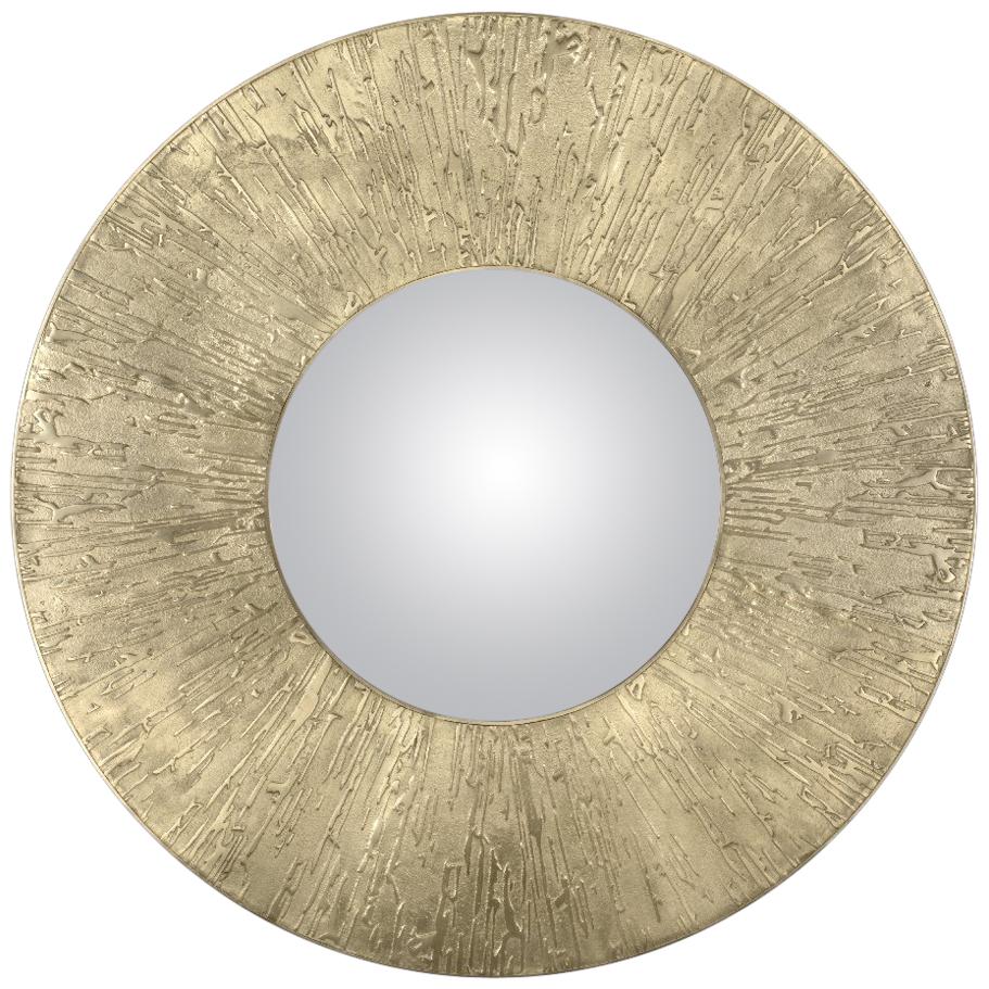 Huli Round Mirror in Matte Casted Brass by Brabbu For Sale