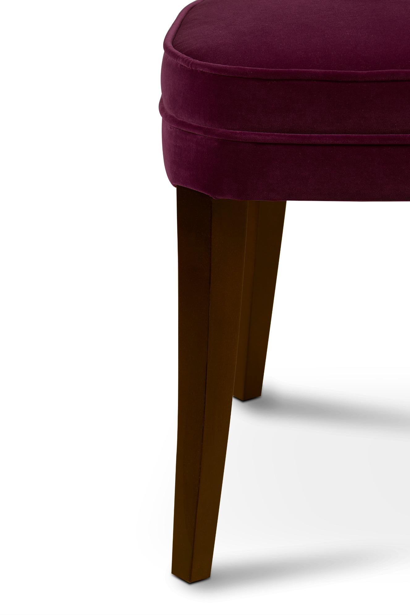 Portuguese Ibis Dining Chair in Cotton Velvet With Matte Varnish Legs by Brabbu For Sale