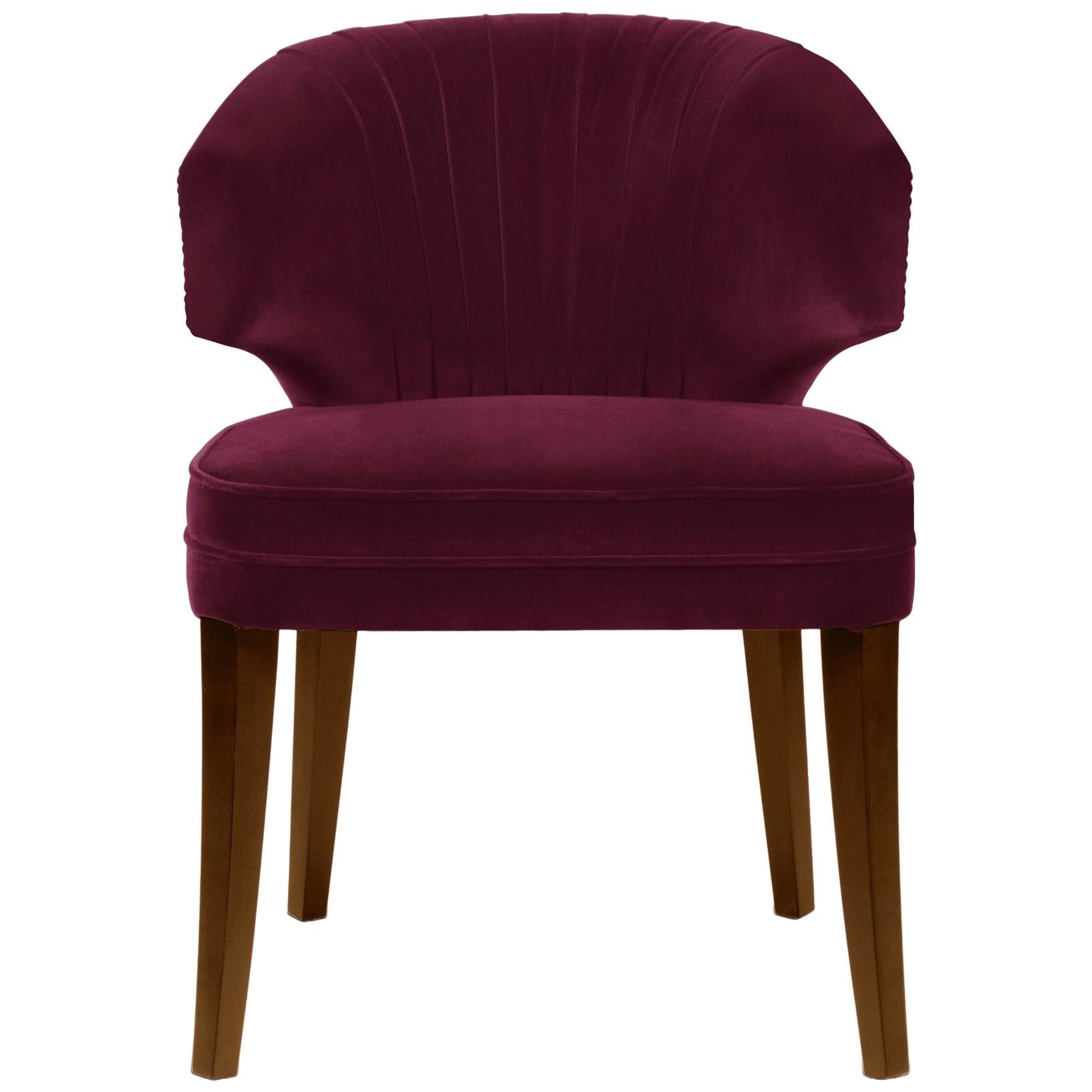 Ibis Dining Chair in Cotton Velvet With Matte Varnish Legs