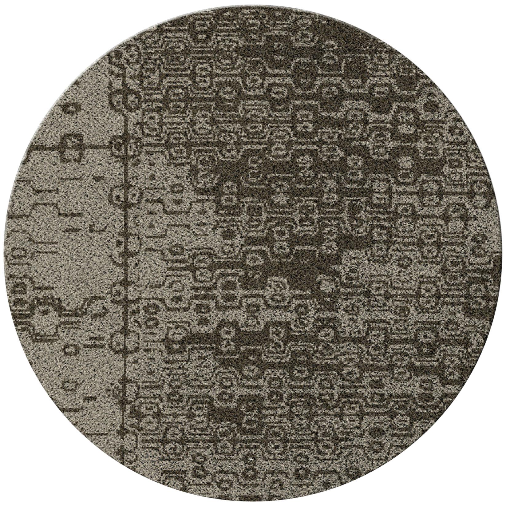 Circular HandTufted Tencel Cauca Rug II in Black and White by BRABBU
