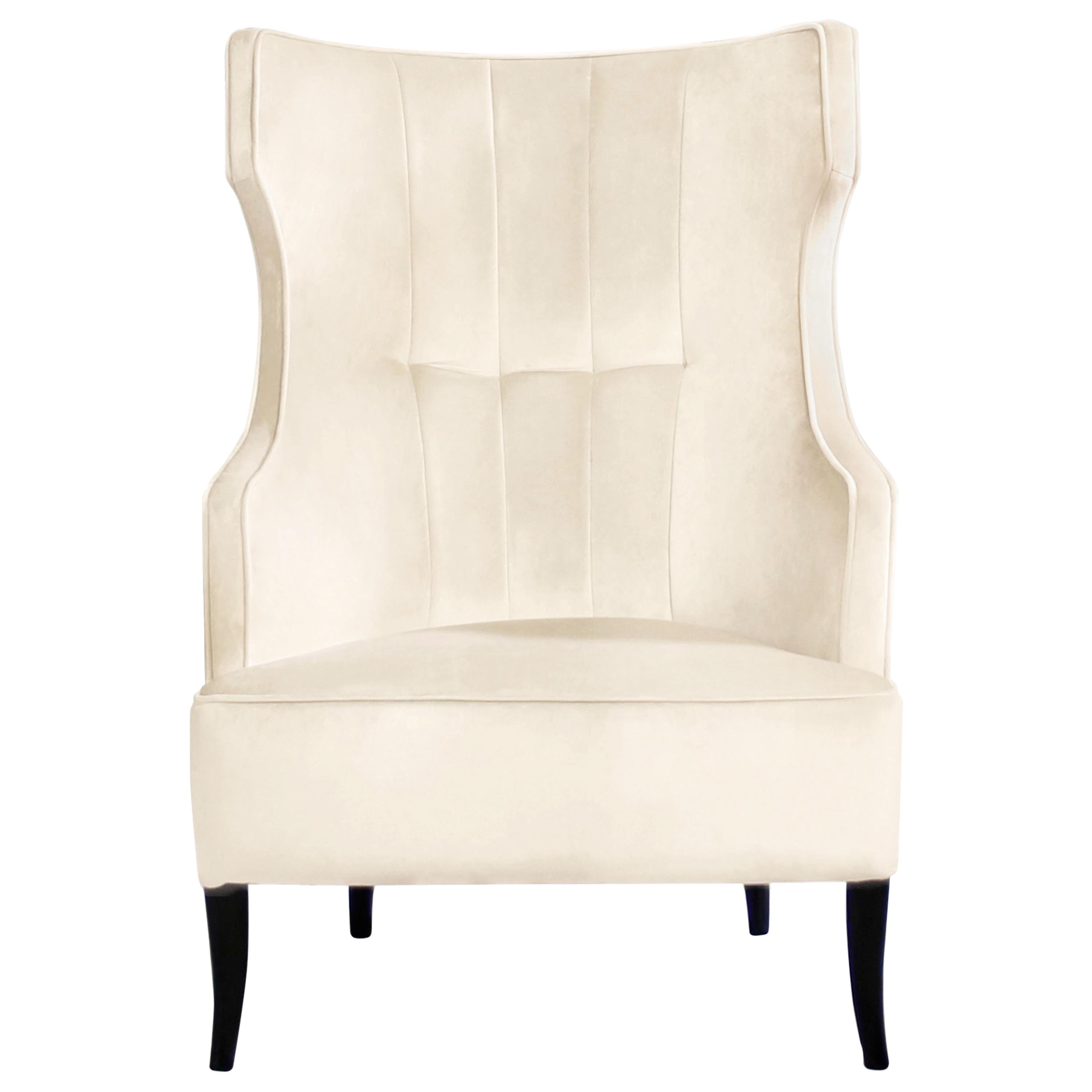 Iguazu Armchair in Cotton Velvet and Matte Lacquered Legs For Sale