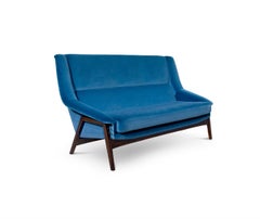 Inca Two Seat Sofa in Cotton Velvet with Wood Legs by Brabbu