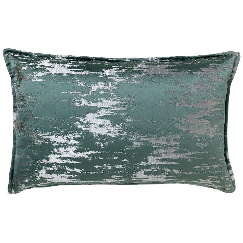 2 Brabbu Irupu Pillow in Teal and Silver Satin For Sale