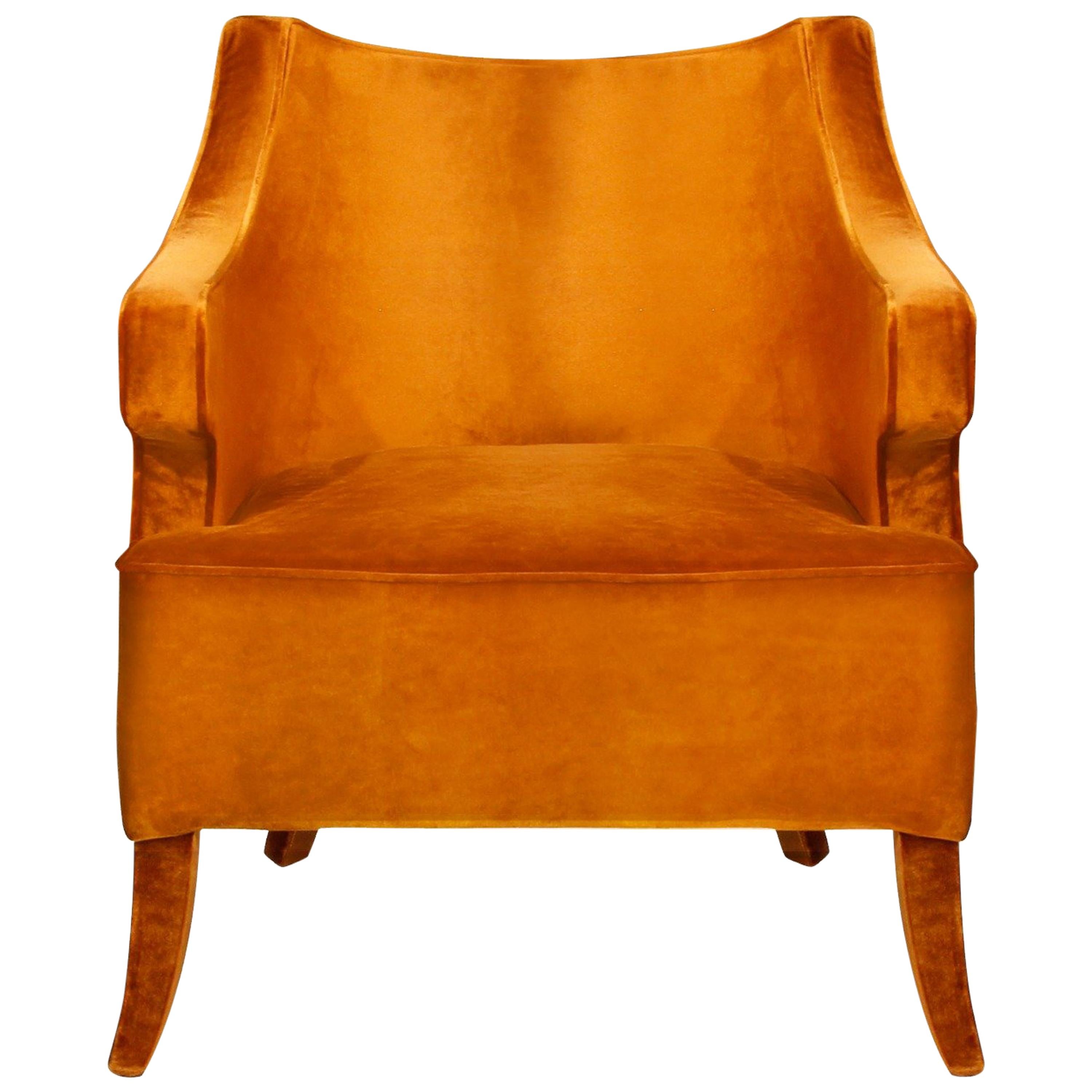 Java Armchair in Cotton Velvet With Fully Upholstered Legs by Brabbu For Sale