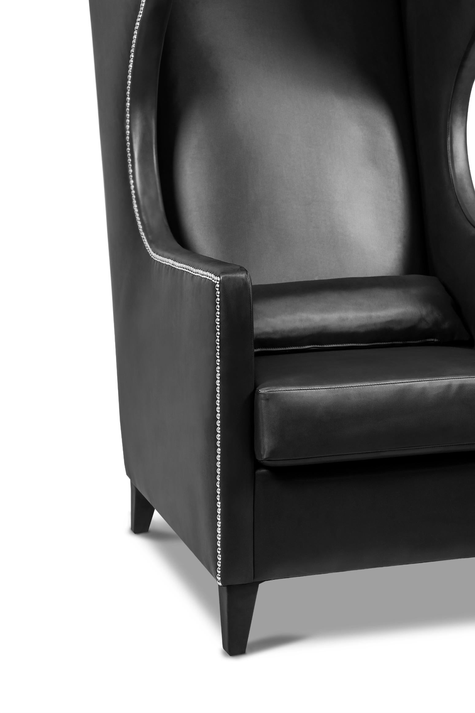 Art Deco Contemporary Modern in Faux Leather Journey Armchair by BRABBU For Sale