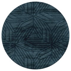 Kaiwa Circular Tufted Tencel Rug II in Midnight Blue