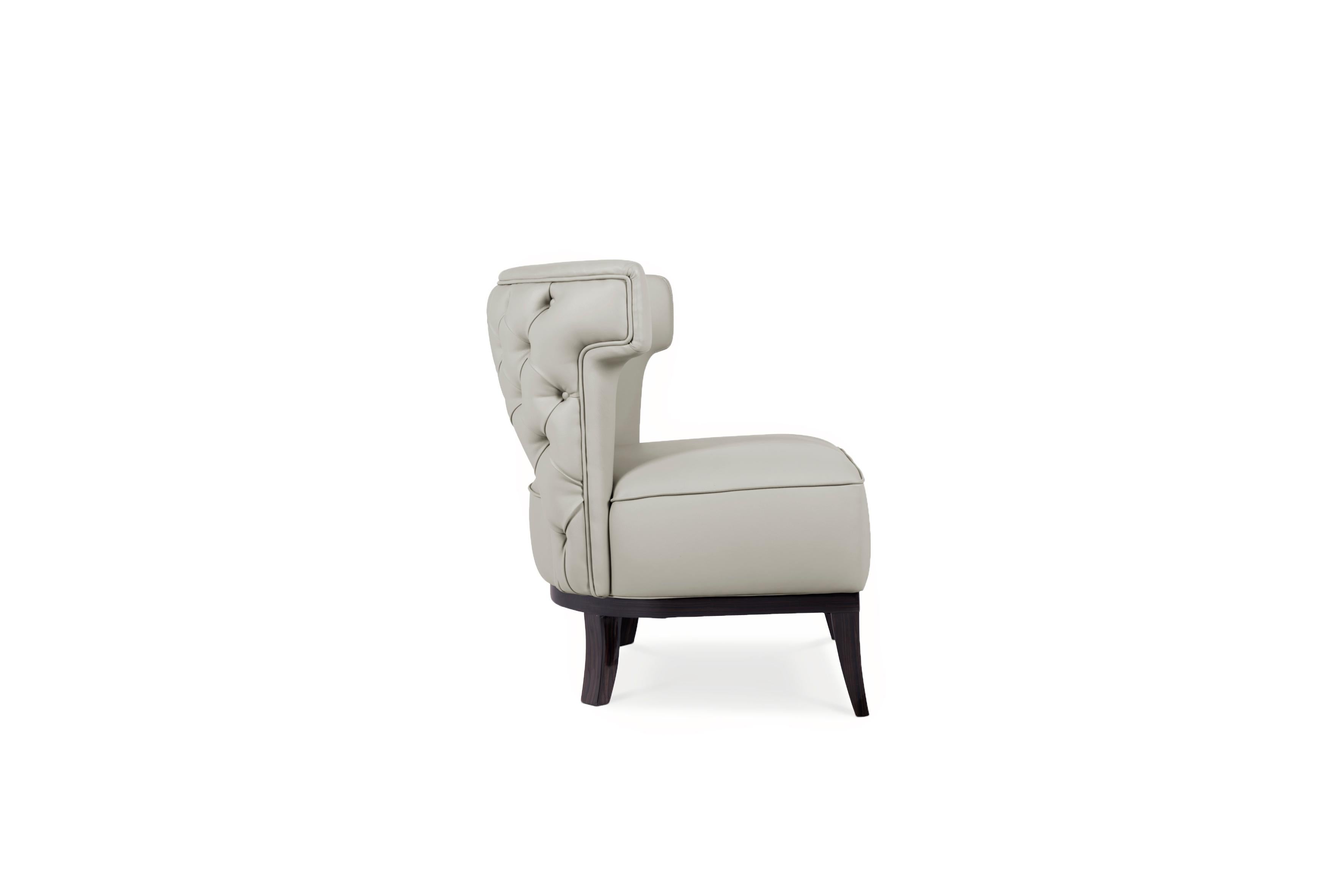 Modern Kansas Armchair in Faux Leather With Glossy Varnish Legs by Brabbu For Sale