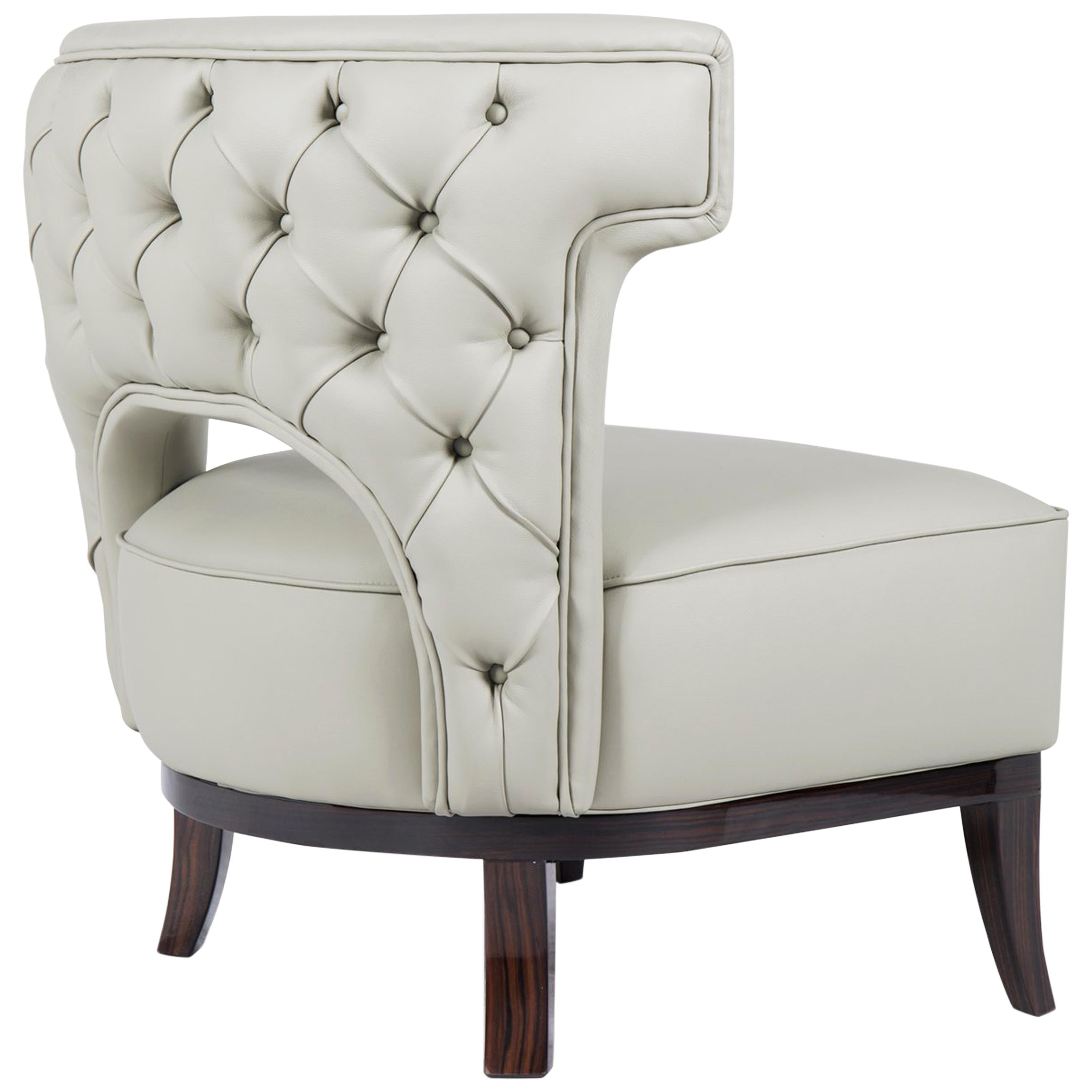 Kansas Armchair in Faux Leather With Glossy Varnish Legs by Brabbu For Sale