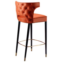 Kansas Bar Chair in Faux Leather with Polished Brass Detail