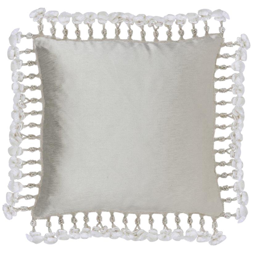 2 Brabbu Karistal Pillow in Ivory Cotton-Linen Blend For Sale