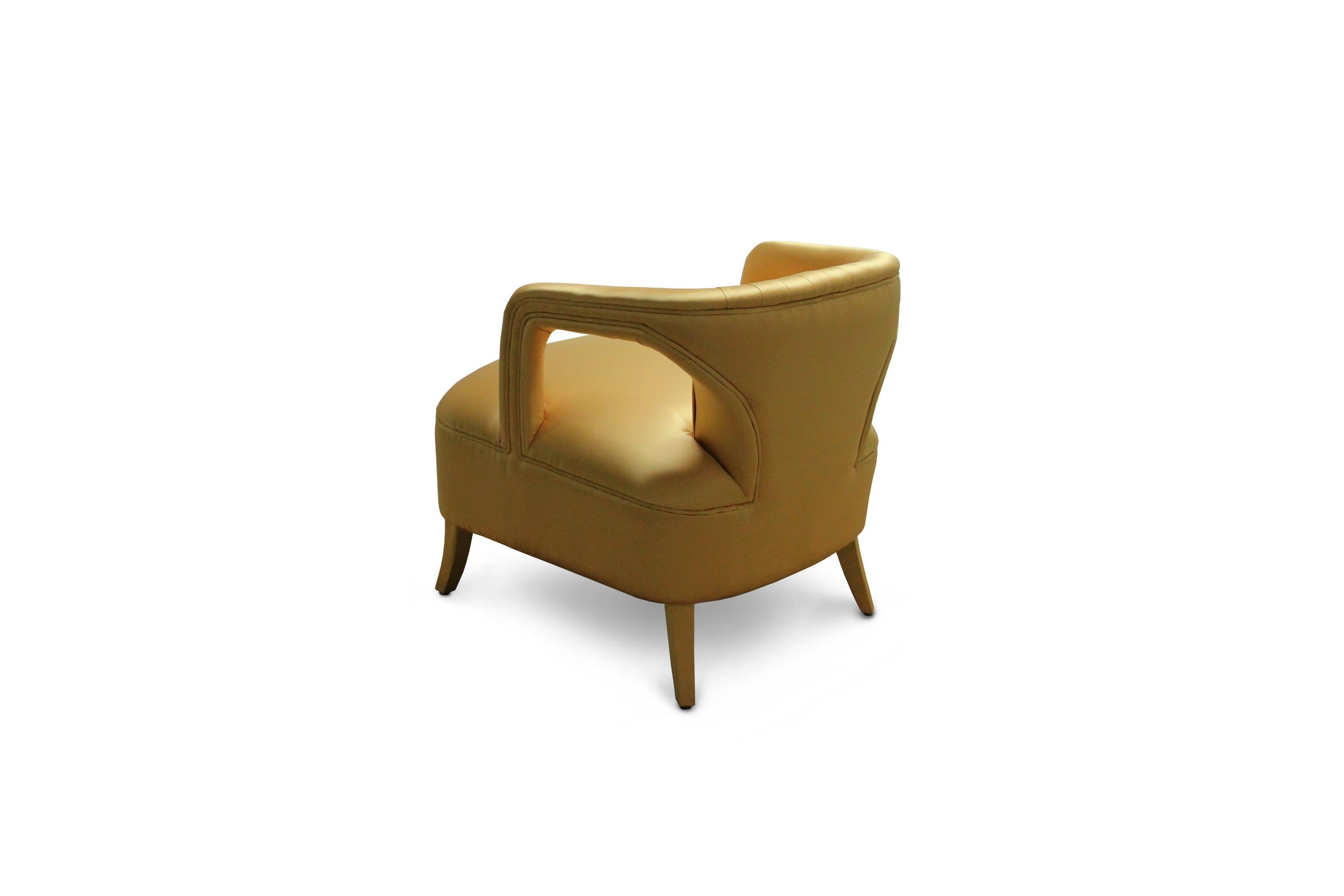A semi-desert area in South Africa was the perfect environment to be the inspiration behind Karoo armchair. With a unique chair design and fully upholstered in cotton satin, this accent chair is sure to impress, whether in a living room set or hotel