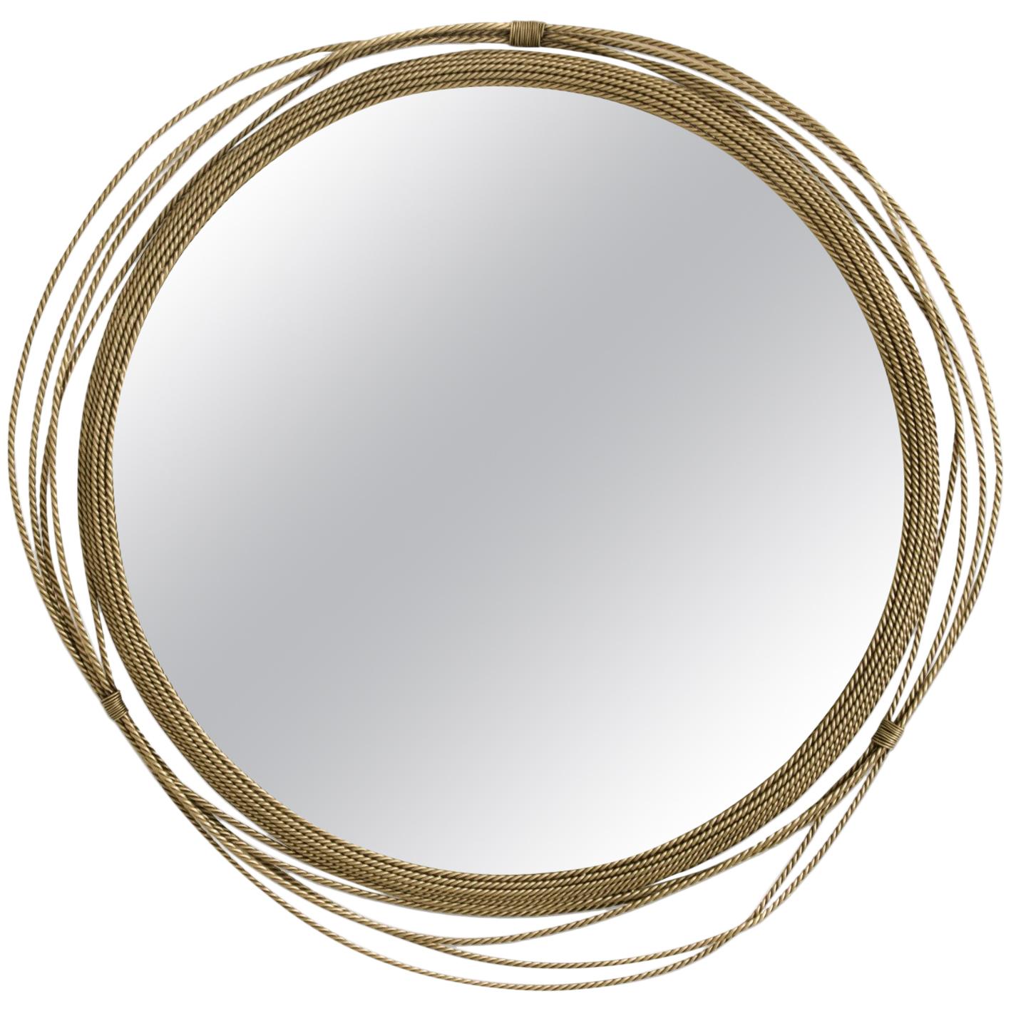 Kayan Mirror in Aged Brushed Brass by Brabbu For Sale