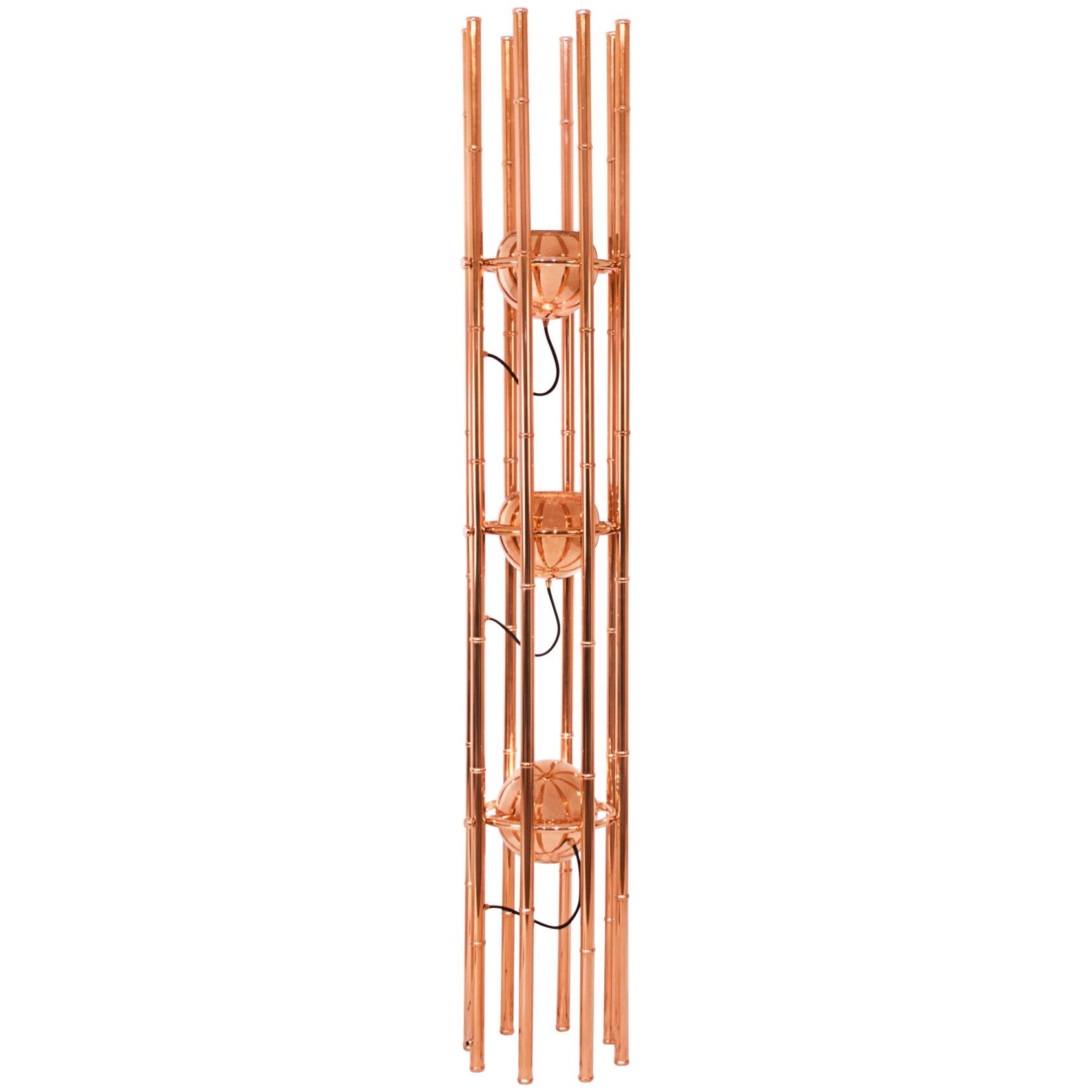 Kendo Floor Lamp in Polished Copper For Sale