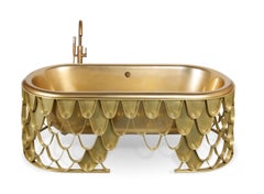 Koi Bathtub in Brushed Iron and Base Brass