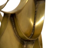 Koi Side Table in Brass with Green Marble Top by Brabbu