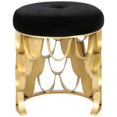 Koi Stool in Cotton Velvet with Brass Base