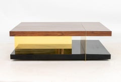 Brabbu Lallan Coffee Table, Walnut Top with Brass Undertier, Portugal