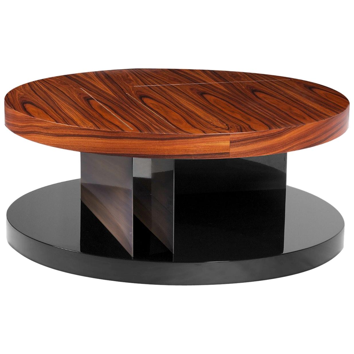 Lallan II Coffee Table with Palisander Wood Veneer and Brass Detail For Sale