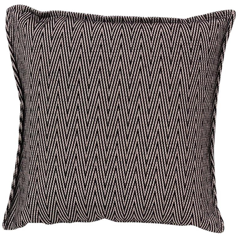 Brabbu Lotus Pillow in Black Twill with Zig-Zag Pattern For Sale