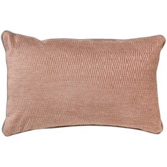 Brabbu Lotus Pillow in Salmon Twill with Zig-Zag Pattern