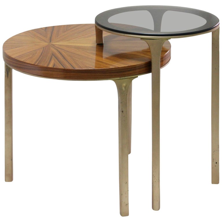 Luray Side Table with Wood and Glass Tops For Sale at 1stDibs