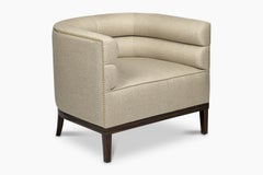 Maa Armchair With Gloss Ebony Base and Wooden Legs