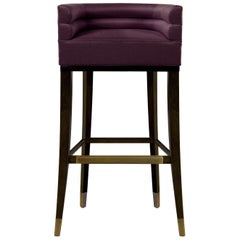 Maa Bar Chair With Matte Varnish Legs and Brass Details by Brabbu