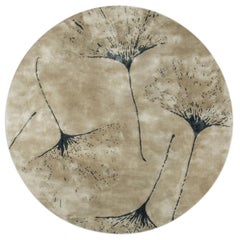 Macushi Circular Tufted Tencel Rug II in Sand with Tree Pattern