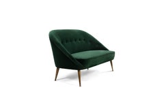 Malay 2 Seat Sofa in Cotton Velvet with Wood & Brass Legs