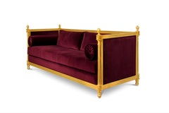 Malkiy Sofa in Cotton Velvet with Gold Details