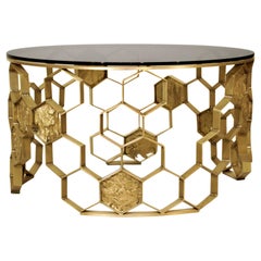 Manuka Center Table in Brass with Bronze Glass Top