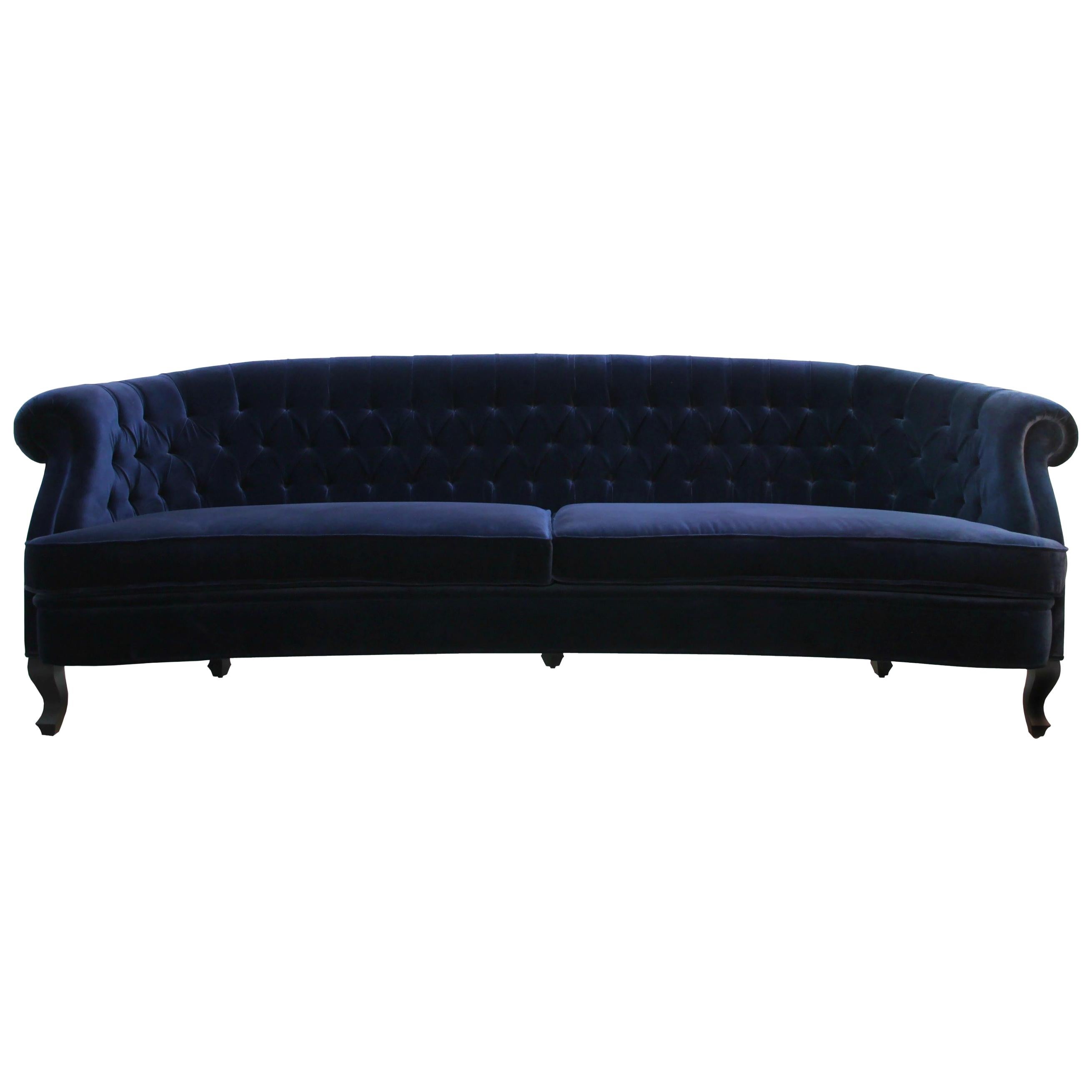Maree Sofa in Cotton Velvet With Matte Lacquered Base by Brabbu For Sale