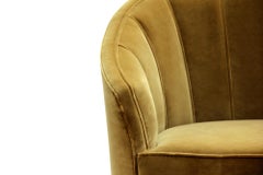 Maya Armchair in Cotton Velvet with Brass Legs