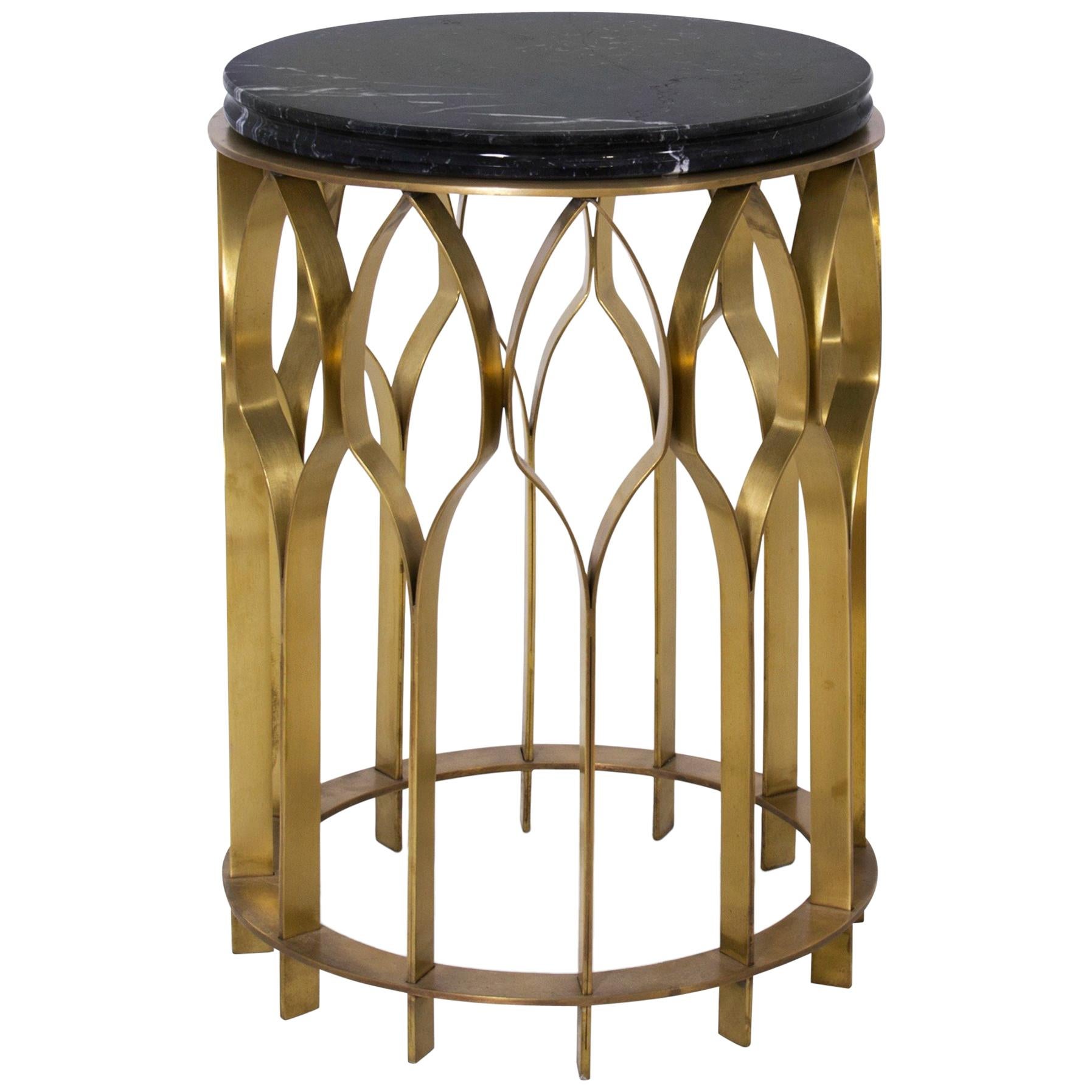 Mecca Side Table with Black Marquina Top by BRABBU For Sale