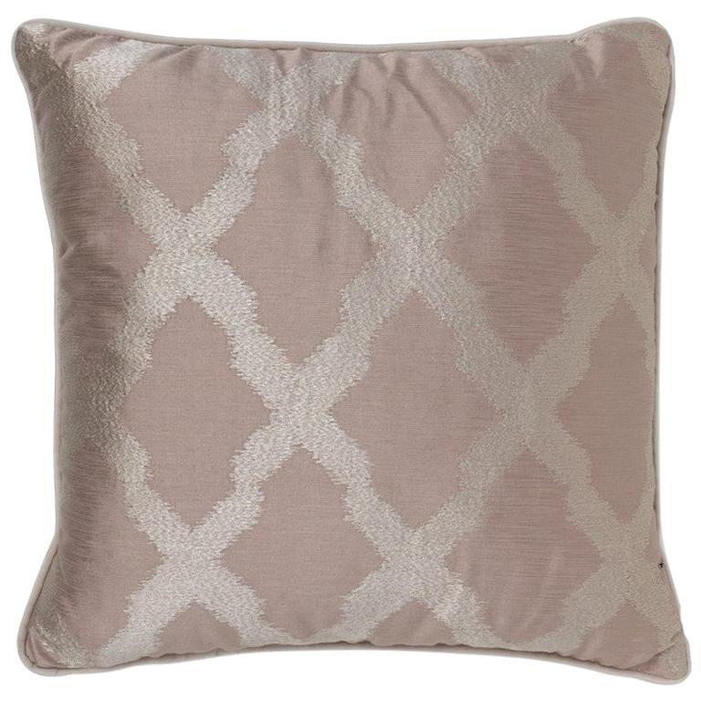 Brabbu Morocco Pillow in Pink Linen with Tile Pattern For Sale