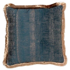 Mystical Pillow in Teal Velvet with Fuzzy Gold Trim