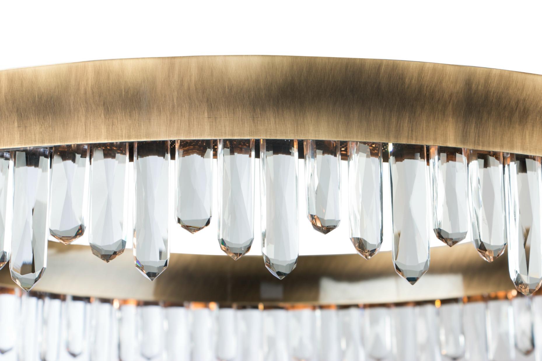 Portuguese Naicca Suspension Light in Brushed Brass and Quartz by Brabbu For Sale