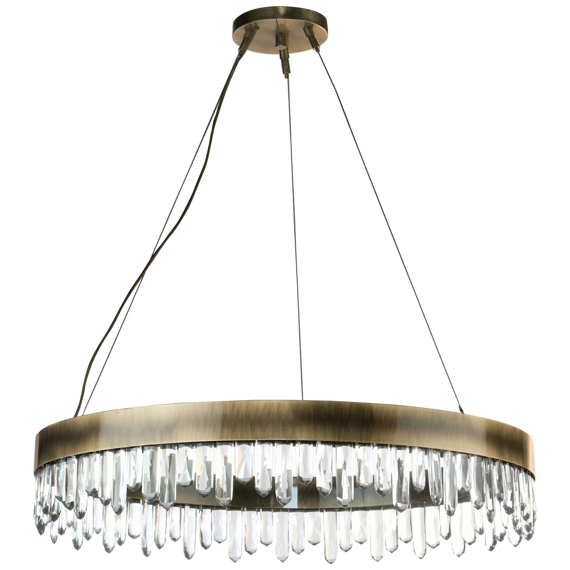 Naicca Suspension Light in Brushed Brass and Quartz
