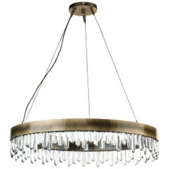 Naicca Suspension Light in Brushed Brass and Quartz by Brabbu