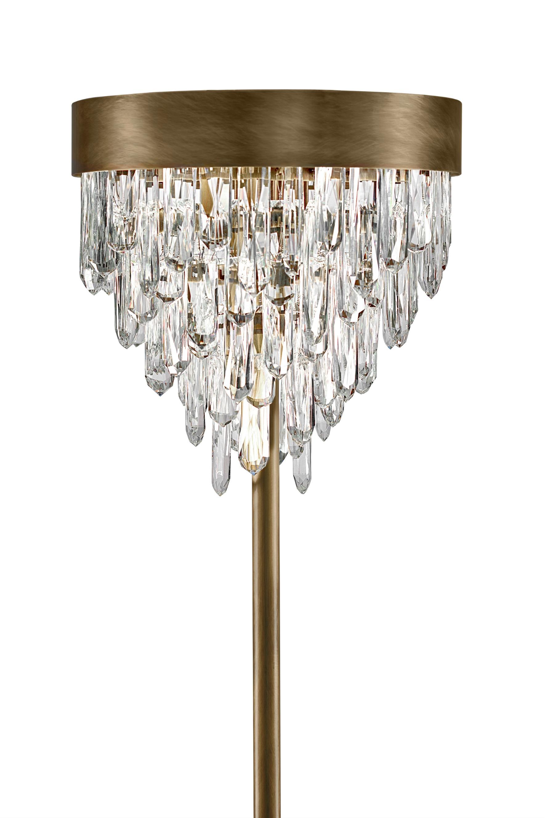 Portuguese Naicca Floor Lamp in Brushed Brass and Quartz by BRABBU For Sale
