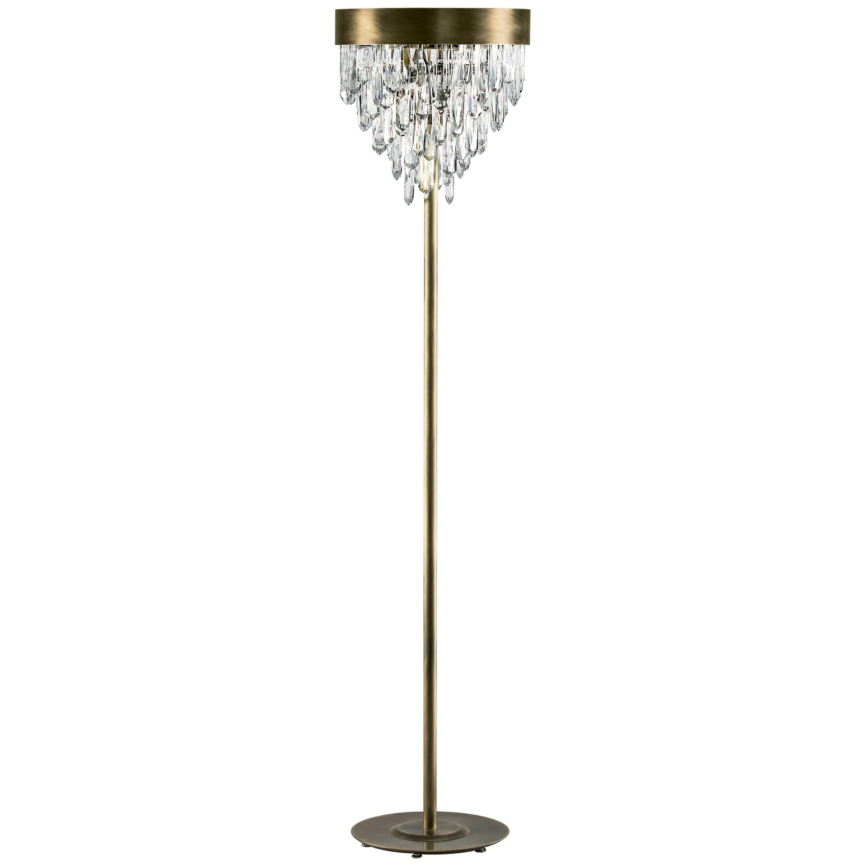 Naicca Floor Lamp in Brushed Brass and Quartz by BRABBU For Sale