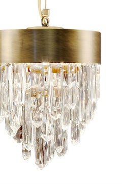 Naicca Pendant Light in Brushed Brass & Quartz